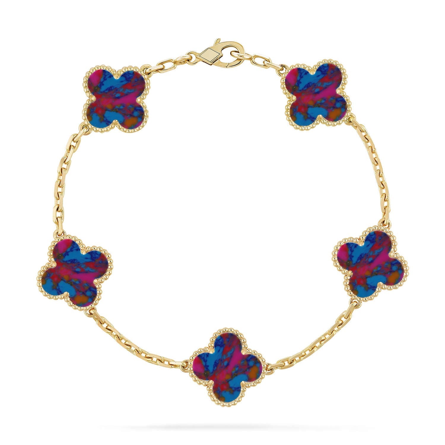 [Glow]New CLOVER 5 MOTIF COLOR GEMSTONES BRACELET COLLECTION