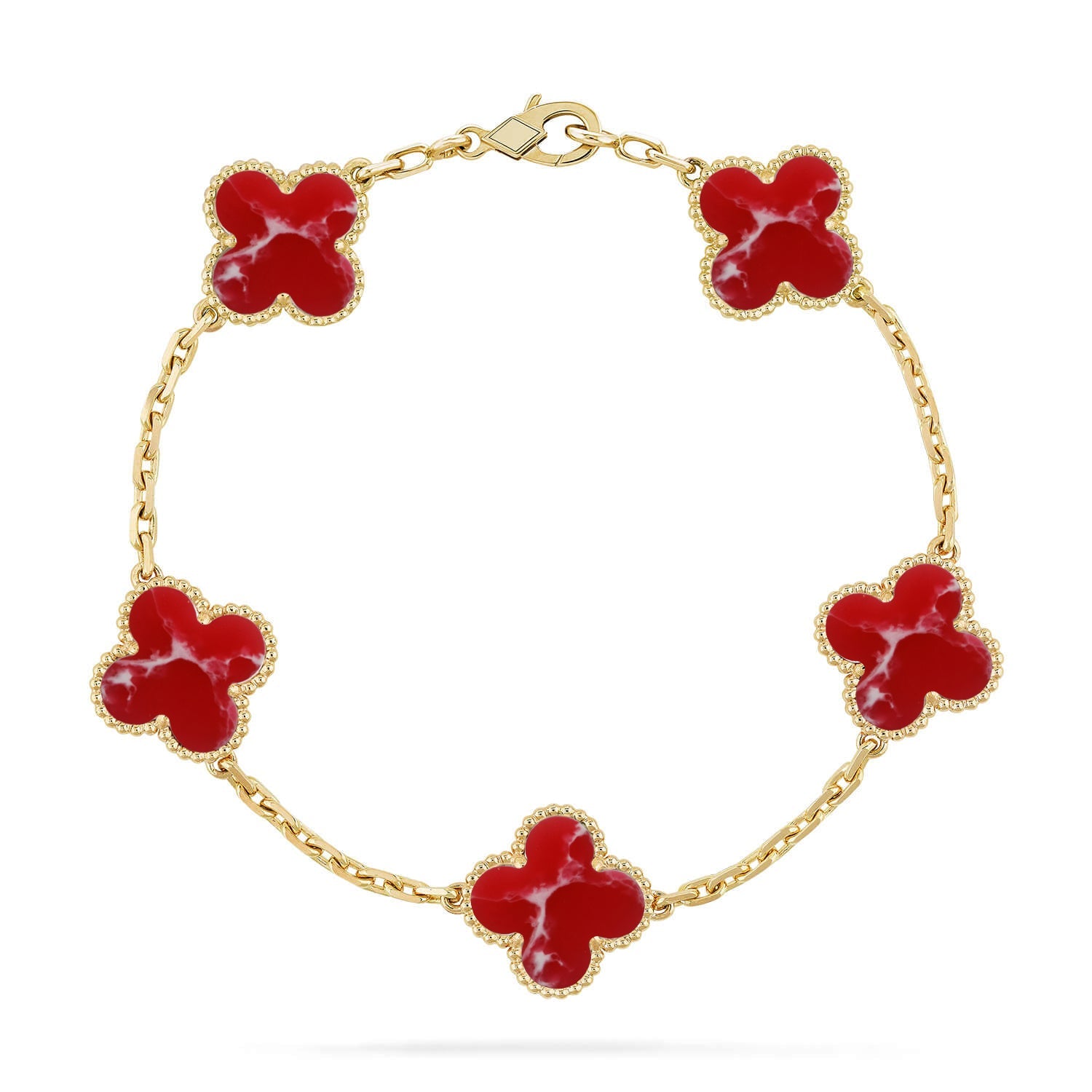 [Glow Jewelry]CLOVER 5 MOTIF RED PATTERN BRACELET COLLECTION