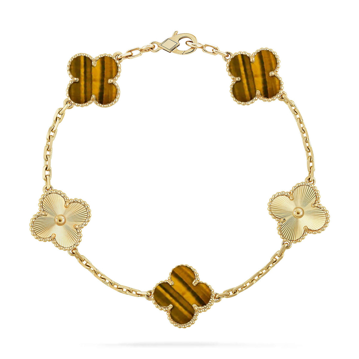 [Glow Jewelry] CLOVER 5 MOTIFS TIGER EYE BRACELET COLLECTION