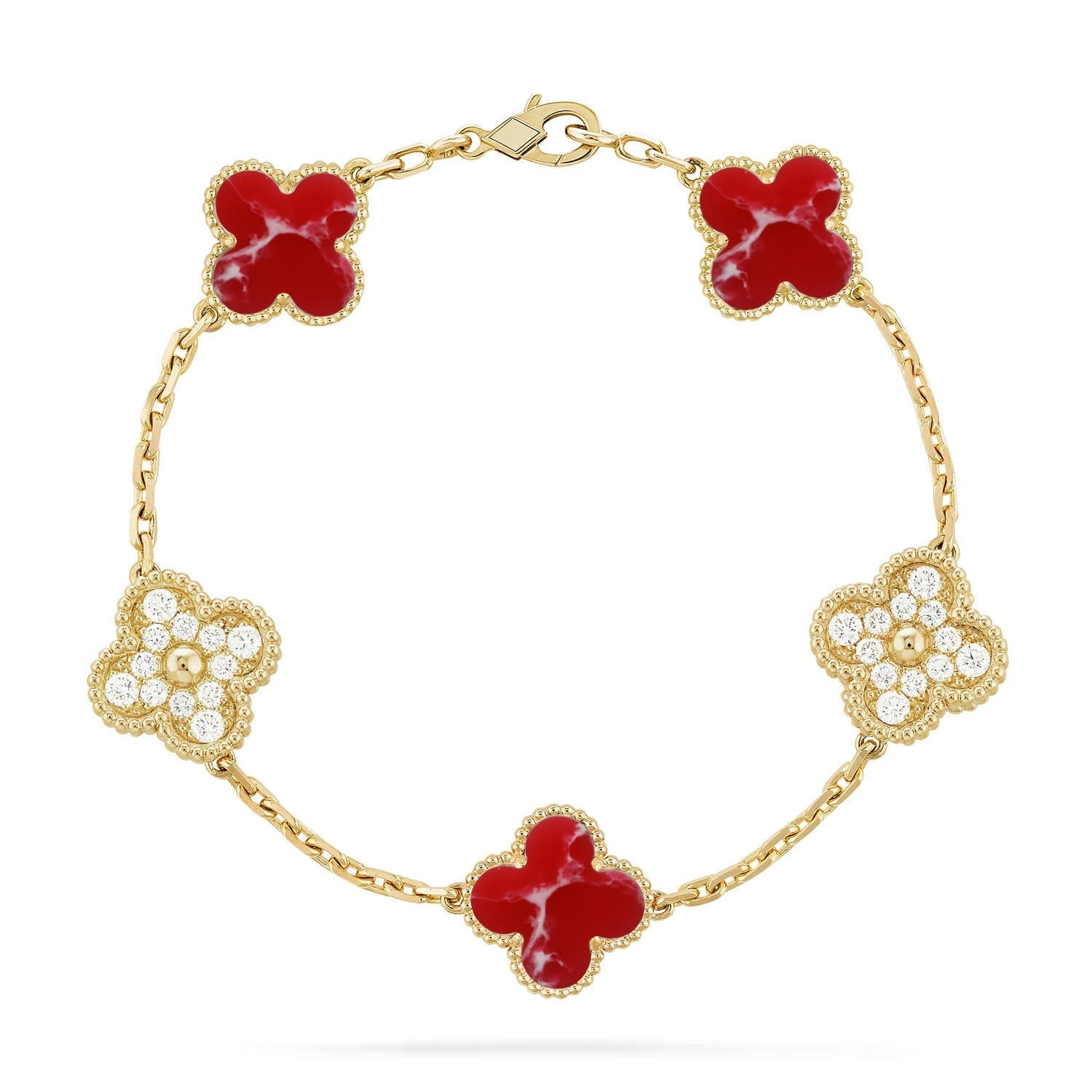 [Glow]New CLOVER 5 MOTIF RED PATTERN BRACELET COLLECTION