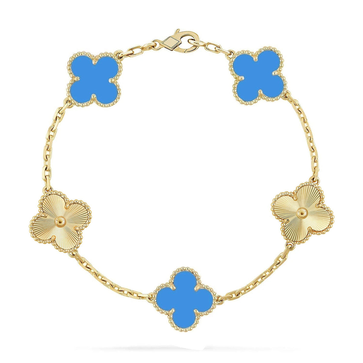 [Glow]New  CLOVER 5 MOTIF BLUE AGATE BRACELET COLLECTION