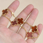 [Glow]New  CLOVER 5 MOTIF RED CORNELIAN BRACELET COLLECTION