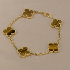 [Glow]New  CLOVER 5 MOTIFS TIGER EYE BRACELET COLLECTION