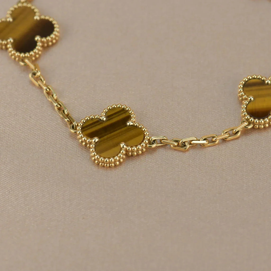 [Glow]New  CLOVER 5 MOTIFS TIGER EYE BRACELET COLLECTION