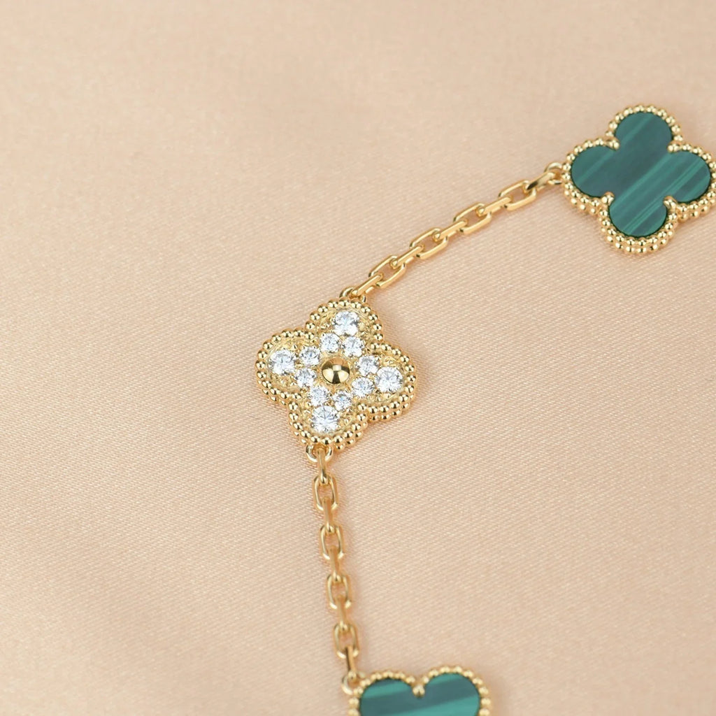 [Glow Jewelry] CLOVER 5 MOTIF MALACHITE BRACELET COLLECTION