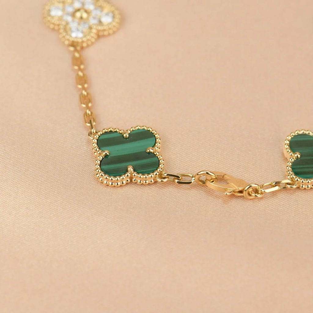 [Glow Jewelry] CLOVER 5 MOTIF MALACHITE BRACELET COLLECTION