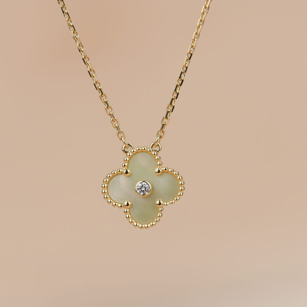 ¡®Glow¡¯CLOVER 15MM DIAMOND GOLD MOTHER OF PEARL NECKLACE