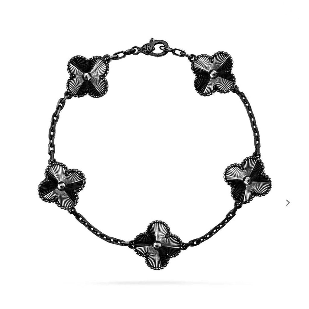 [Glow]New CLOVER 5 MOTIF BLACK BRACELET