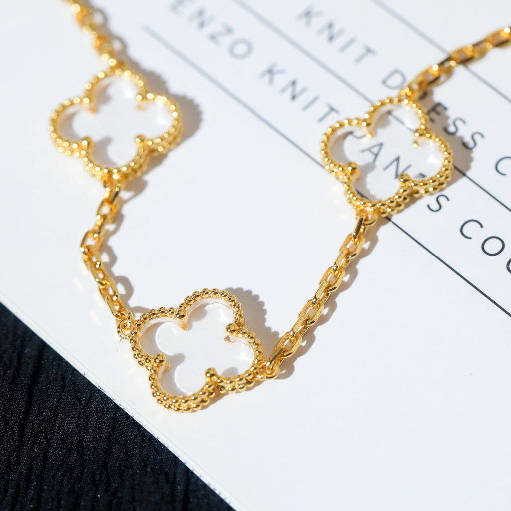 [Glow Jewelry]CLOVER 5 MOTIF ROCK CRYSTAL BRACELET