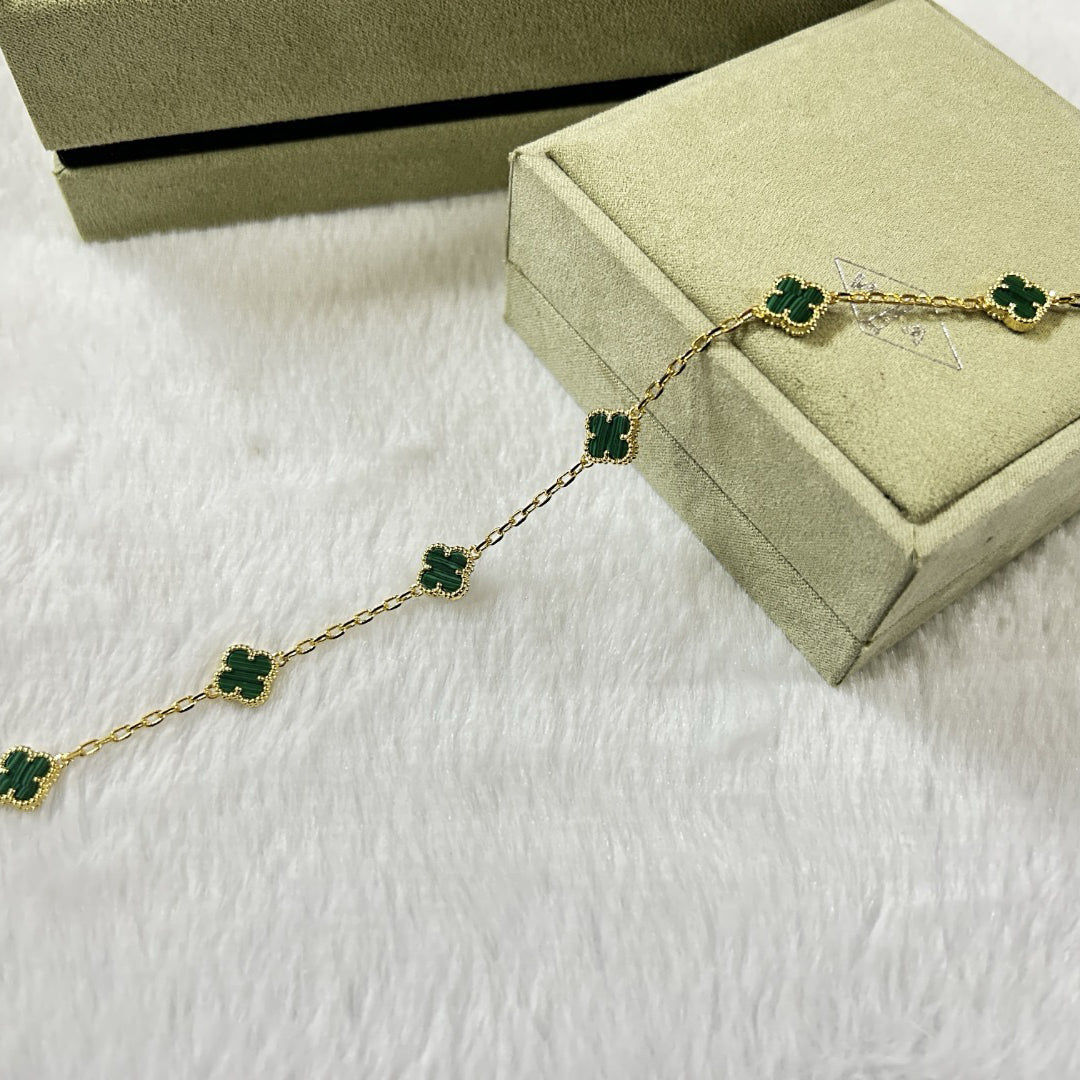 [¡®Glow¡¯]CLOVER 6 MOTIF MALACHITE BRACELET