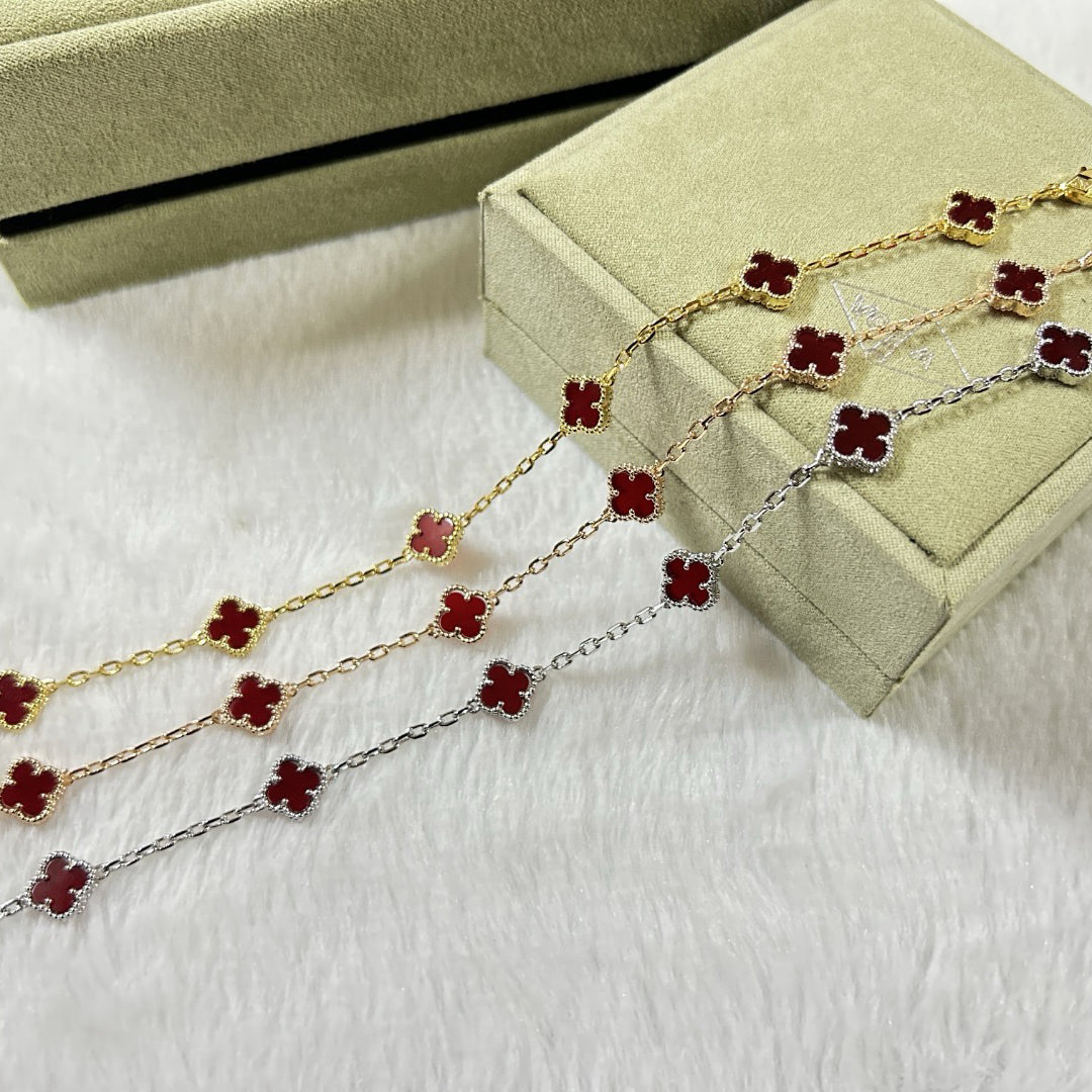 [¡®Glow¡¯]CLOVER 6 MOTIF RED AGATE BRACELET