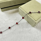 [¡®Glow¡¯]CLOVER 6 MOTIF RED AGATE BRACELET