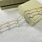 [¡®Glow¡¯]CLOVER 6 MOTIF WHITE MOP BRACELET