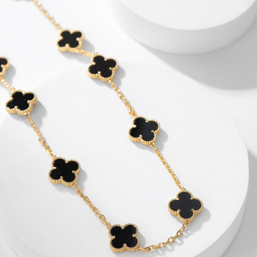 ¡®Glow¡¯CLOVER 10 MOTIFS ONYX NECKLACE