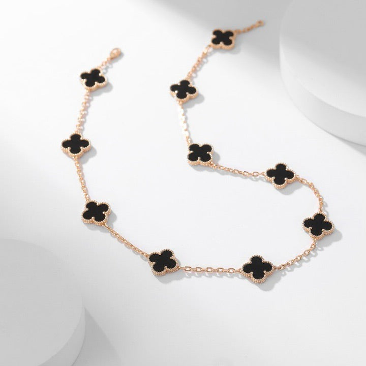 ¡®Glow¡¯CLOVER 10 MOTIFS ONYX NECKLACE
