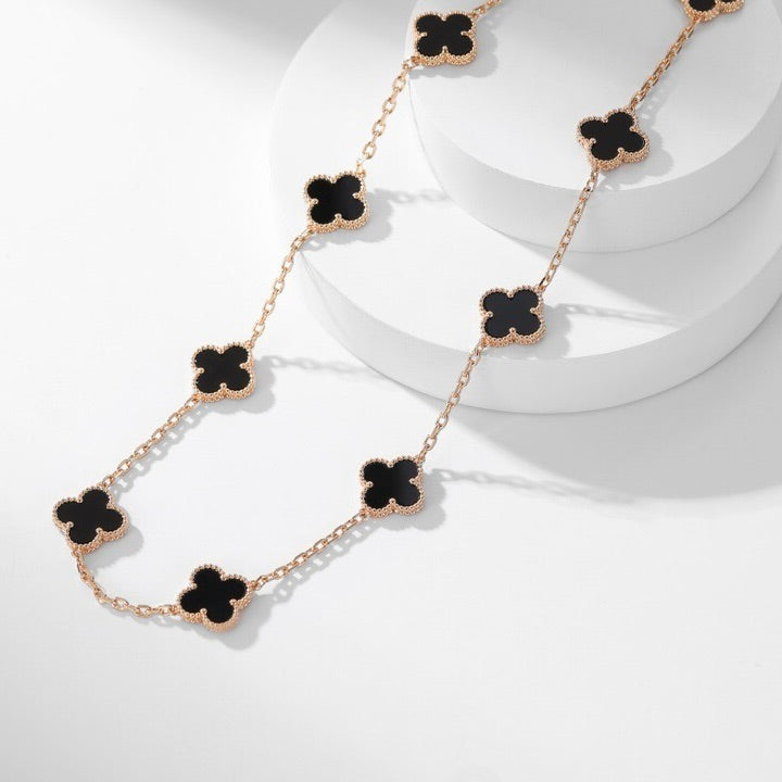 ¡®Glow¡¯CLOVER 10 MOTIFS ONYX NECKLACE