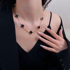 ¡®Glow¡¯CLOVER 10 MOTIFS ONYX NECKLACE