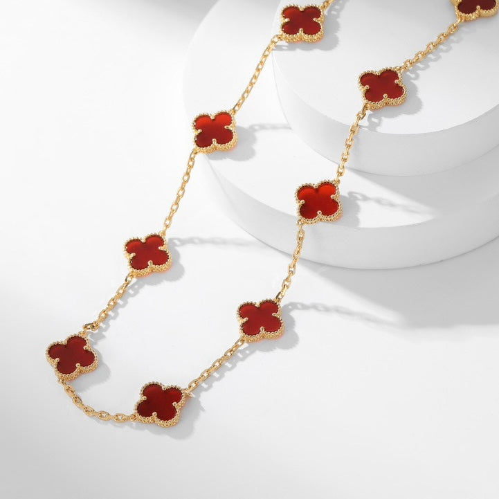 ¡®Glow¡¯CLOVER 10 MOTIFS CARNELIAN NECKLACE