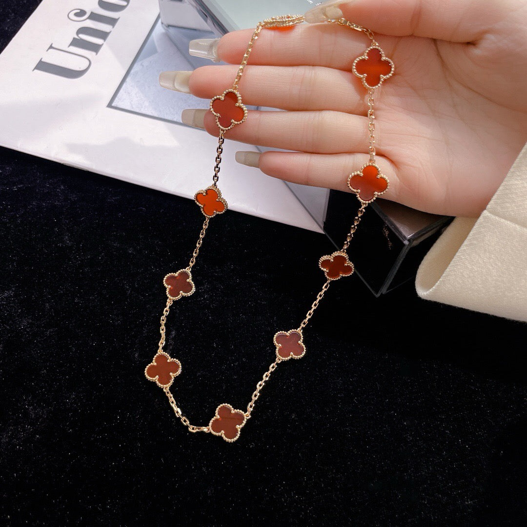 ¡®Glow¡¯CLOVER 10 MOTIFS CARNELIAN NECKLACE
