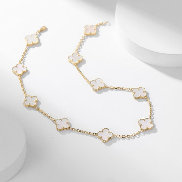 ¡®Glow¡¯CLOVER 10 MOTIFS WHITE MOTHER OF PEARL NECKLACE