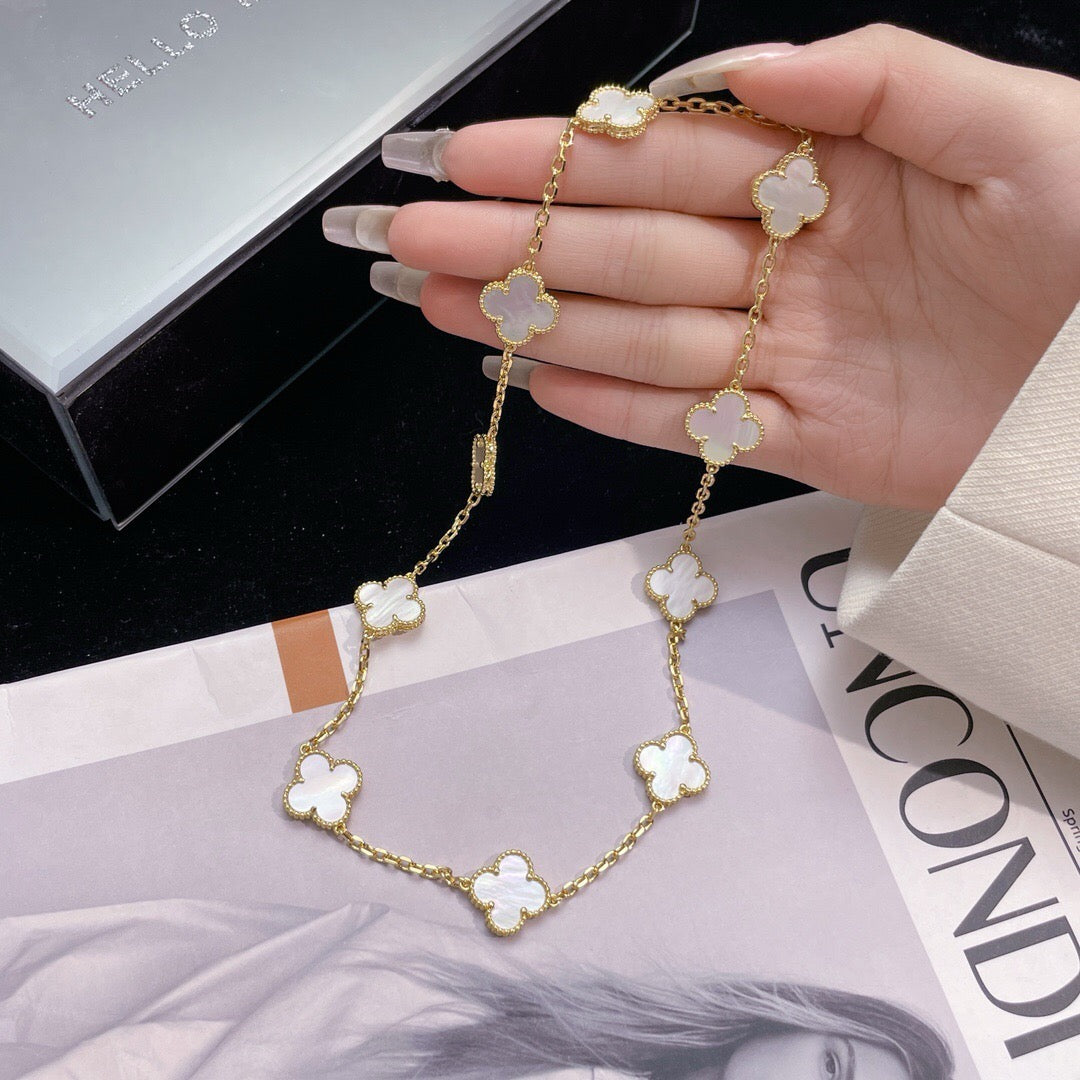 ¡®Glow¡¯CLOVER 10 MOTIFS WHITE MOTHER OF PEARL NECKLACE