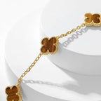 ¡®Glow¡¯CLOVER 10 MOTIFS TIGER EYE NECKLACE