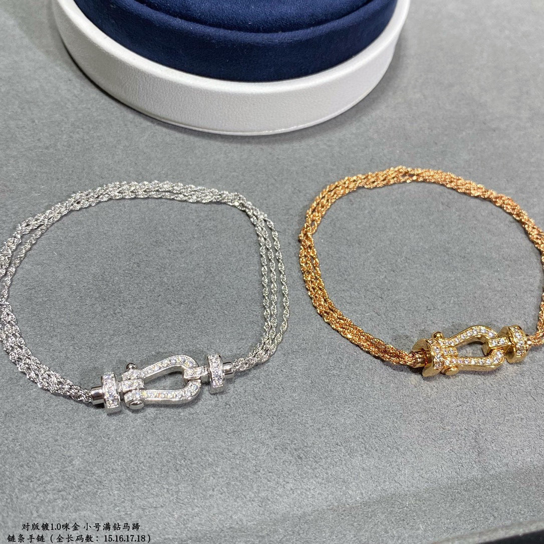 GlowFORCE SMALL HORSESHOE  DIAMOND CHAIN ROPE BRACELET