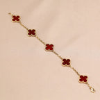 [Glow Jewelry] CLOVER 5 MOTIF RED CORNELIAN BRACELET COLLECTION