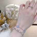 [Glow]New  CLOVER 5 MOTIF PURPLE CHALCEDONY BRACELET COLLECTION