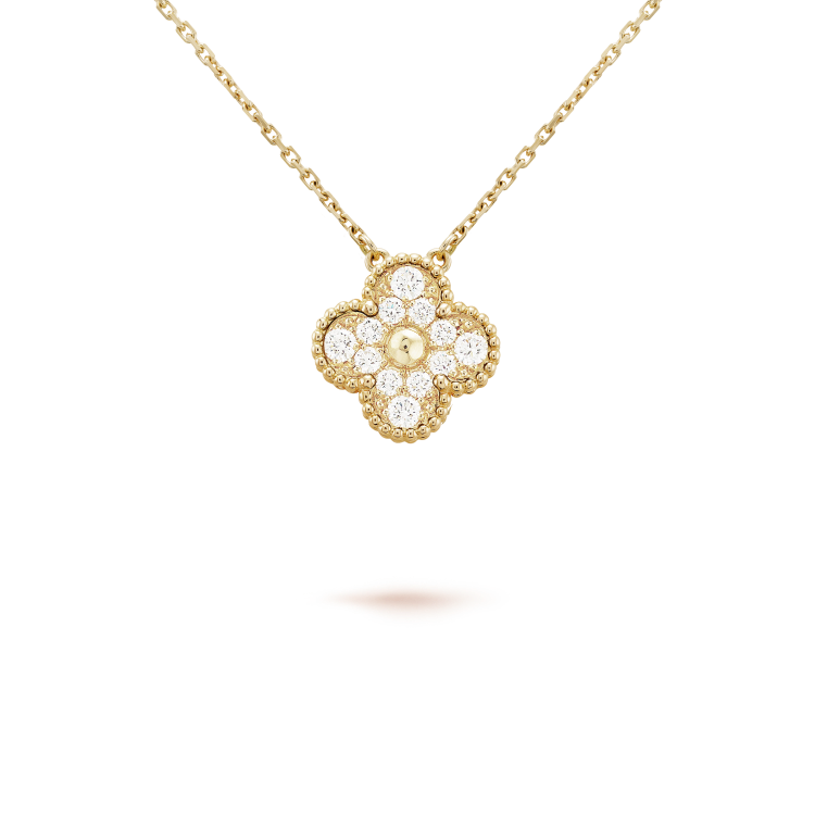 ¡®Glow¡¯CLOVER 15MM DIAMOND SINGLE FLOWER NECKLACE