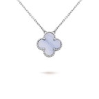 ¡®Glow¡¯CLOVER 15MM BLUE CHALCEDONY NECKLACE SILVER