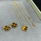 ¡®Glow¡¯CLOVER 15MM DIAMOND AND YELLOW TIGER'S EYE AGATE necklace