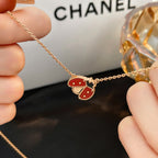 ¡®Glow¡¯LUCKY  CARNELIANS LADYBUG NECKLACE