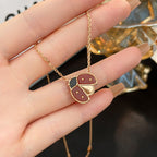 ¡®Glow¡¯LUCKY  CARNELIANS LADYBUG NECKLACE