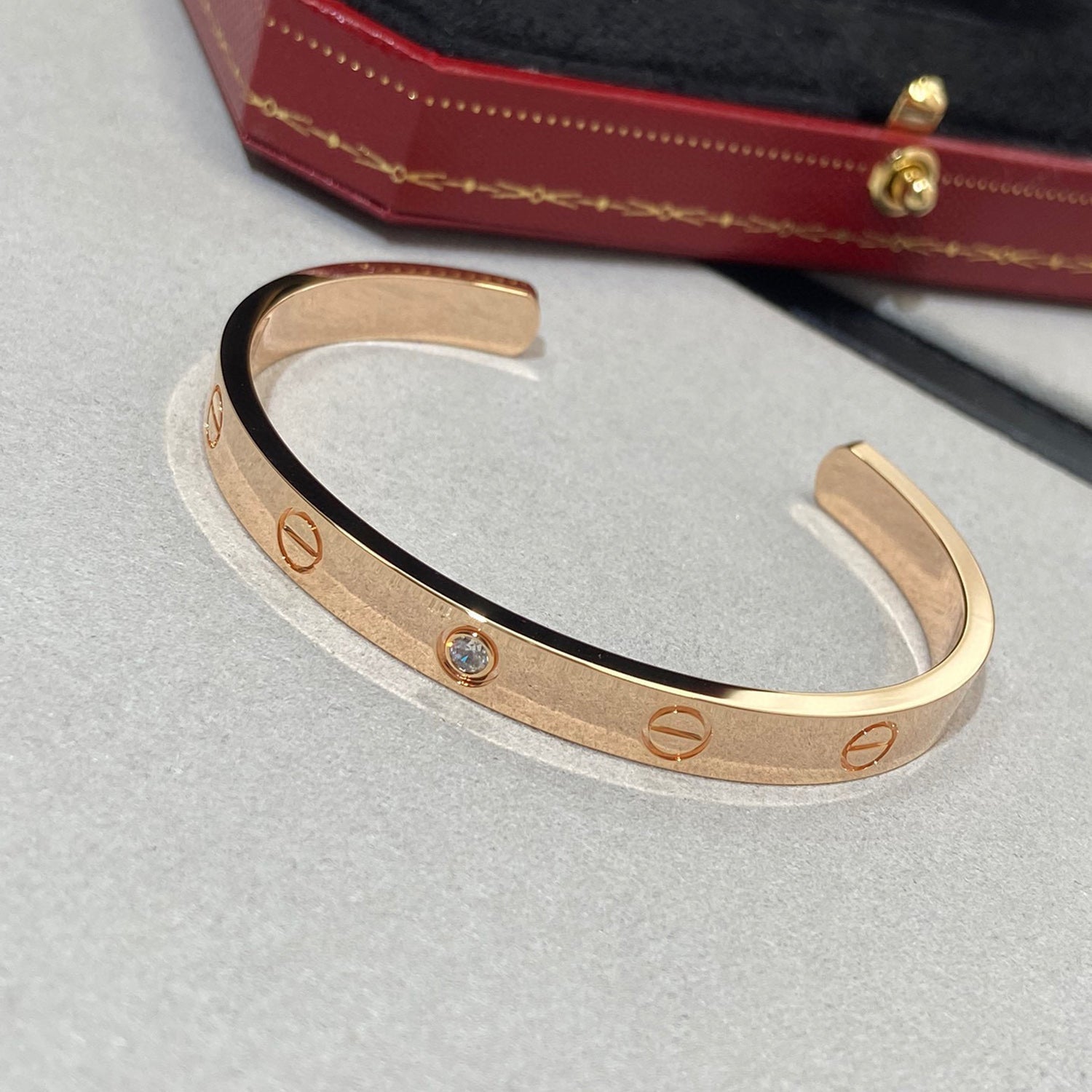 GlowLOVE BRACELET 6.1MM 1 DIAMOND OPEN CUFF