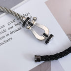 GlowFORCE LARGE HORSESHOE BLACK DIAMOND BRACELET SILVER