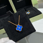 ¡®Glow¡¯CLOVER 15MM DIAMOND AND BLUE AGATE NECKLACE