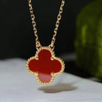 ¡®Glow¡¯CLOVER 15MM CARNELIAN SINGLE FLOWER NECKLACE