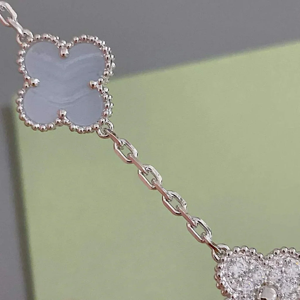[Glow]New  CLOVER 5 MOTIF PURPLE CHALCEDONY BRACELET COLLECTION