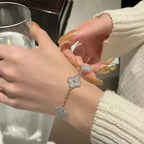 [Glow Jewelry] CLOVER 5 MOTIF PURPLE CHALCEDONY BRACELET COLLECTION