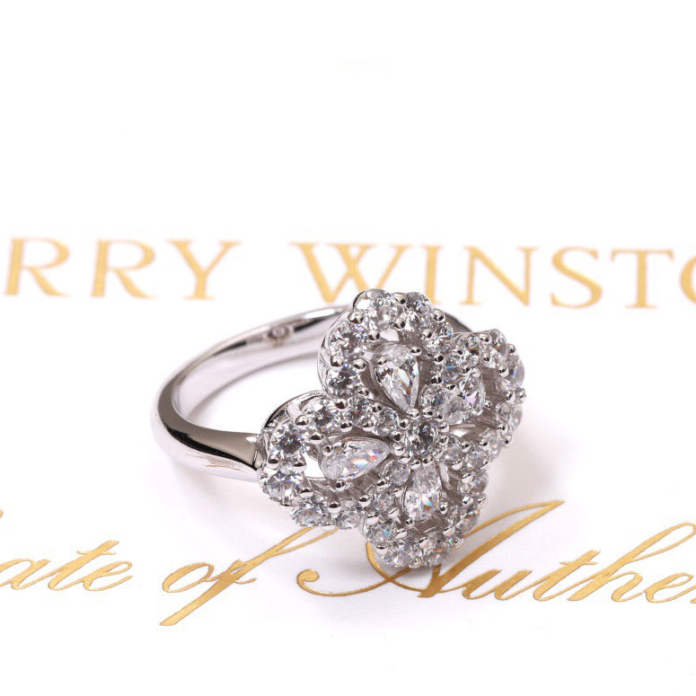 GlowLOOP RING FULL MOTIF DIAMOND 16MM SILVE