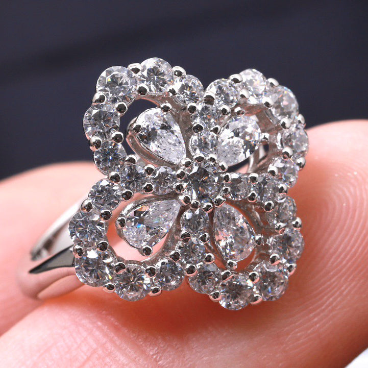 GlowLOOP RING FULL MOTIF DIAMOND 16MM SILVE