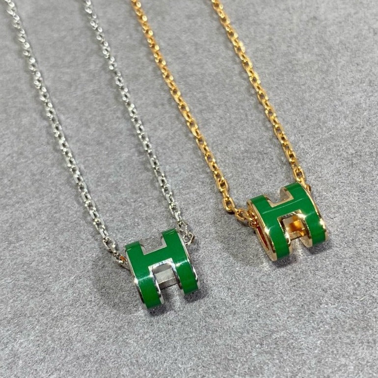 GlowPOP H GREEN NECKLACE SILVER AND GOLD