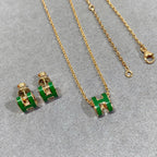 GlowPOP H GREEN NECKLACE SILVER AND GOLD