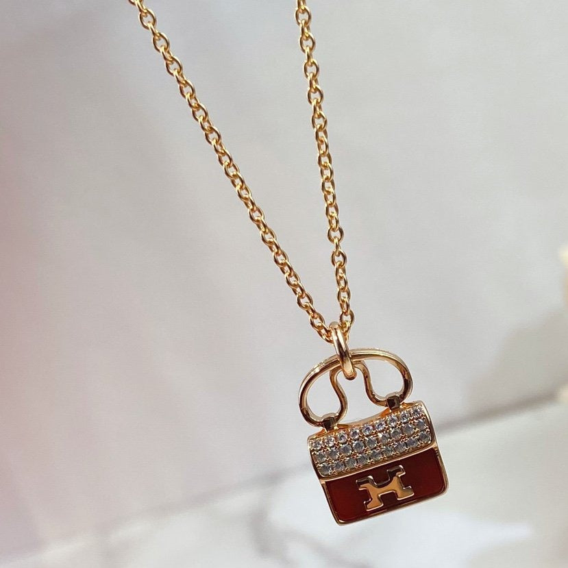 GlowCONSTANCE RED PEDANT PINK GOLD NECKLACE