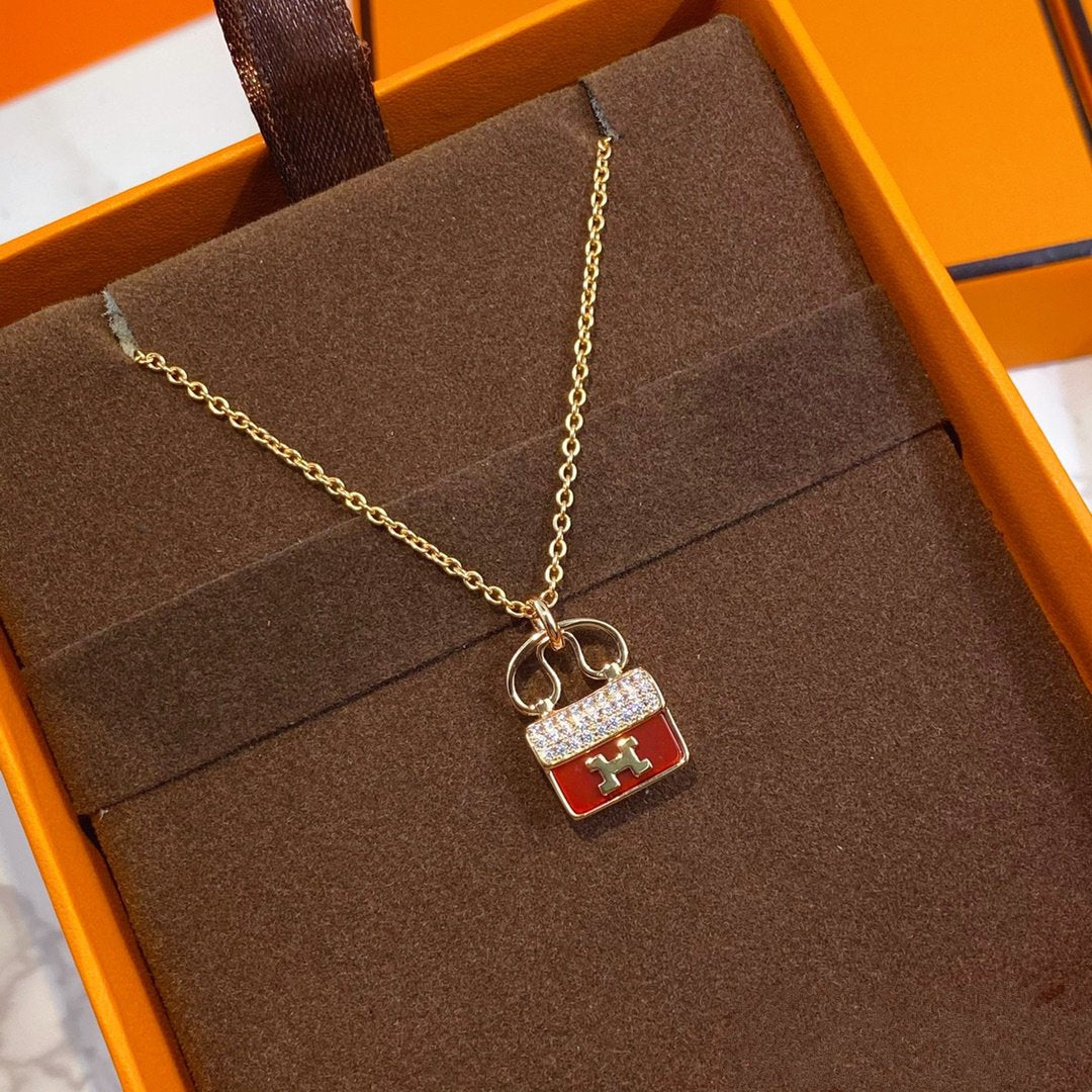 GlowCONSTANCE RED PEDANT PINK GOLD NECKLACE
