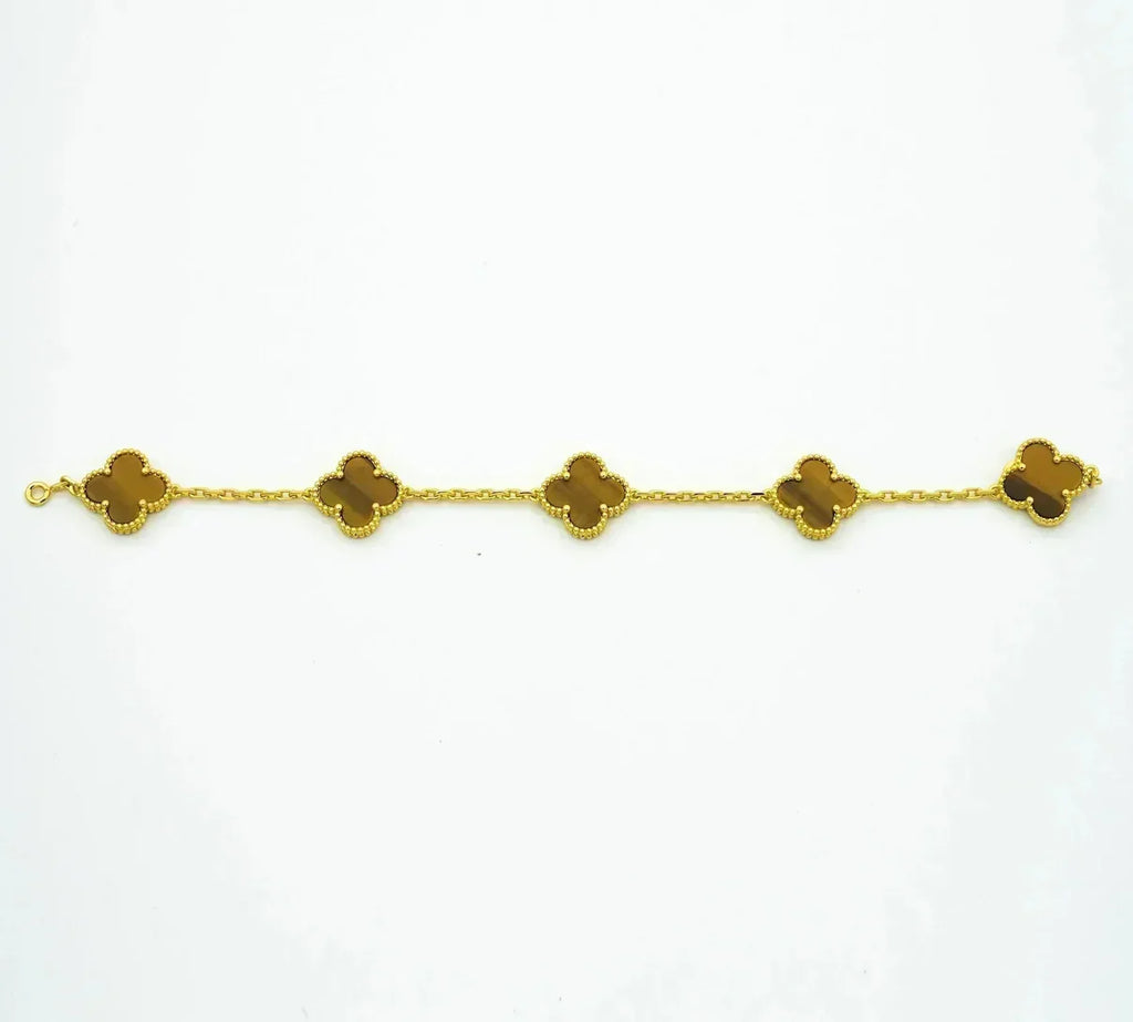[Glow Jewelry] CLOVER 5 MOTIFS TIGER EYE BRACELET COLLECTION