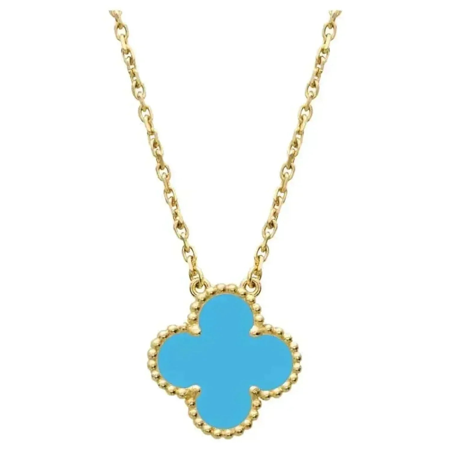 ¡®Glow¡¯CLOVER 15MM VINTAGE TURQUOISE NECKLACE