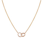 GlowLOVE NECKLACE DOUBLE RING PINK GOLD