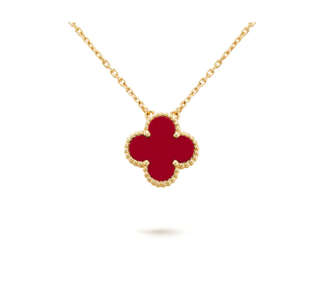 ¡®Glow¡¯CLOVER 15MM CARNELIAN SINGLE FLOWER NECKLACE